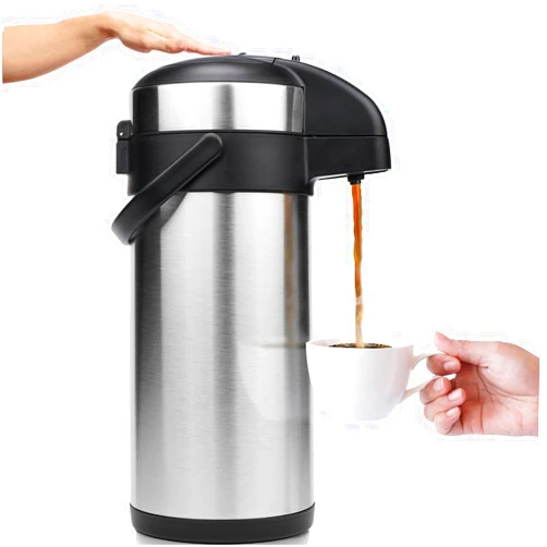 VONDIOR Airpot Coffee Dispenser with Pump - 169 Oz Insulated Stainless Steel Coffee Carafe - Thermal Beverage Dispenser - Coffee Urn for Hot/Cold Water, Party Chocolate Drinks