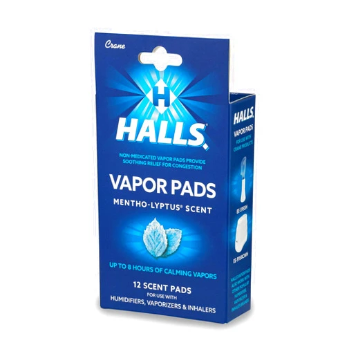 Crane Halls Scented Vapor Pads for Humidifier and Steam Inhaler, Mentho-Lyptus, 12 Count