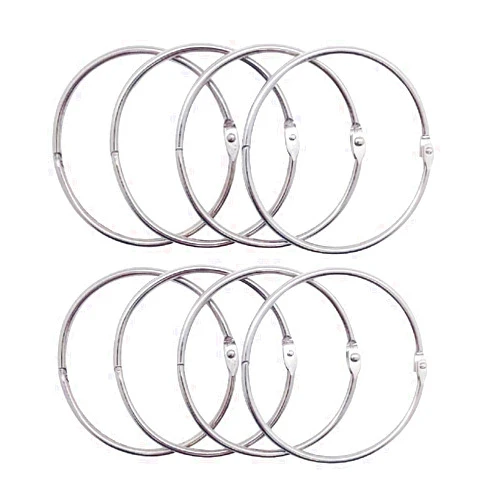 Luckkyme 8Pack Loose Leaf Binder Rings Nickel Plated Book Rings Key Chain Rings 3.9 Inches