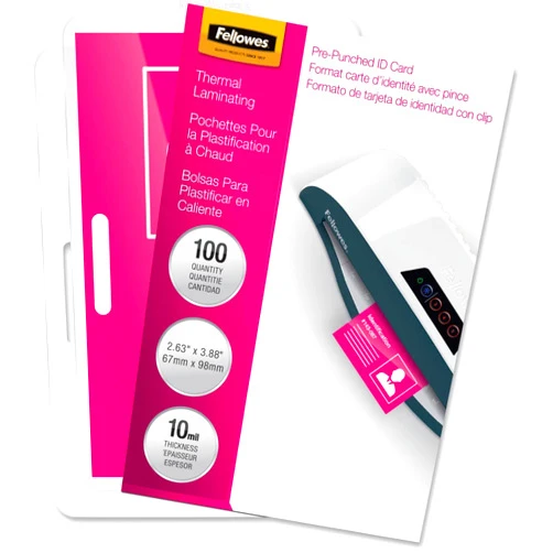 Fellowes, Hot Laminating Pouches, 10 Mil, ID Card, 100 per Pack (52051)