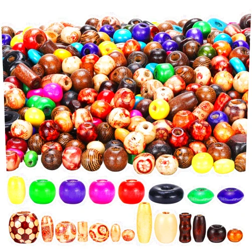 WILLBOND 1300 Pieces Wooden Beads for Crafts - Colored Jewelry Making Painted Assorted African Natural Beads for Hair and DIY Adult Projects