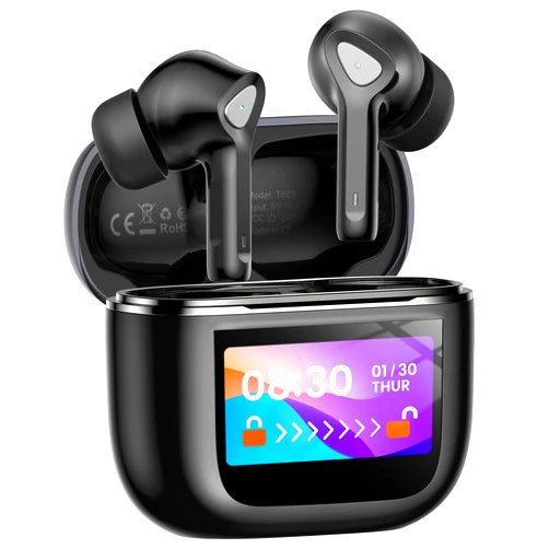 TWOSKY Wireless Earbuds Bluetooth 5.3 Headphones with LED Touch Screen 50H Playtime Deep Bass Stereo Ear Buds with Mic IPX7 Waterproof in Ear Earphones for Pad Tablet Laptop Android/iOS Phones
