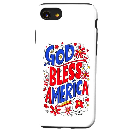 America Independence Day Jesus Christ Women Kids iPhone SE (2020) / 7 / 8 God Bless America Patriotic USA Flag Christian 4th of July Case