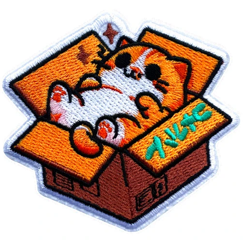 LEMILLE Cute Orange Cat In Box Patch, Size 3