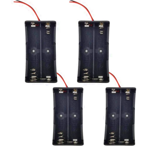 Aistone 18650 Battery Holder Bundle with Wire,4PCS 18650 Battery Holder Case 3.7V, 4 x 3.7V Series DIY Battery Storage Boxes, 2 Slots Black Plastic Batteries Case for 18650 Battery
