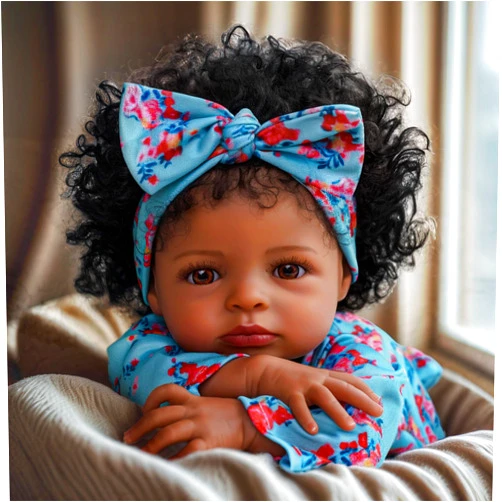 BABESIDE Lifelike Reborn Black Girl- 18-Inch Realistic Newborn Real Life Baby Dolls with Clothes and Toy Gift for Kids Age 3+