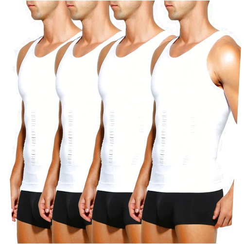 Arjen Kroos Men's Compression Muscle Undershirts Slimming Tank Top Shapewear Body Shaper 4 Pack