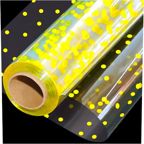 SYOGUA 100ft X 34in Extra Wide Clear Cellophane Wrap with Gold Polka Dots, Transparent Thicker Clear Cellophane Wrapping Paper, Clear Gift Wrap Cellophane Roll for Baskets, Treats, Holiday, Christmas Gifts