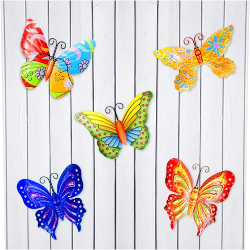CREPRO 3D Metal Butterfly Wall Decor, 5 Pack Metal Colorful Butterfly Wall Art Hanging for Patio, Fence, Garden, Yard, Office, Living Room, Outdoor and Indoor Decorations Gift for Kids