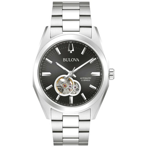 Bulova Men's Classic Surveyor 3-Hand Automatic Watch, Hack Feature, Luminous Hand, Open Aperture, Screw-Back Case, 42mm