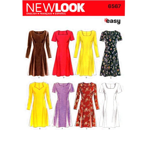 Simplicity New Look Sewing Pattern 6567 Misses Dresses, Size A (6-8-10-12-14-16)