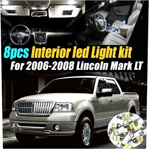 Mr.Brighton LED 8Pc Super White 6000k Car Interior LED Light Bulb Kit Pack Compatible for 2006-2008 Lincoln Mark LT