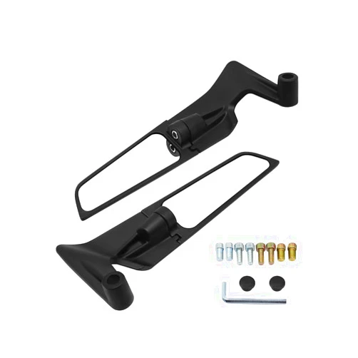 REWOLFNUS Universal Motorcycle Mirror Wind Side Rearview Reversing Stealth Winglets Mirrors Rotating Rear View Mirror