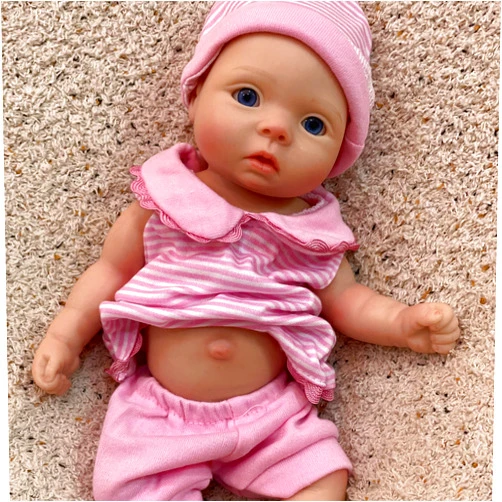 OtardDolls Reborn Baby Doll, 11 Inch Real Life Baby Doll Baby Dolls Soft Full Silicone Body Mini Realistic Newborn Baby Doll with Feeding Kit