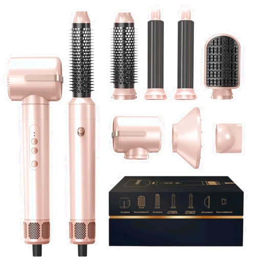 Yitrust Hair Blow Dryer Brush 7 in One Hot Air Multistyler Air 110000 RPM Thermal Brush Automatic Rotating Wrap Hair Styler Wrap Ionic Curling Iron with Diffuser Detachable Styling Tools