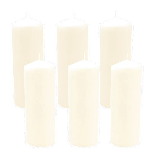 Stonebriar 80 Hour Long Burning Unscented Pillar Candles, 3x8, Ivory, 6 count