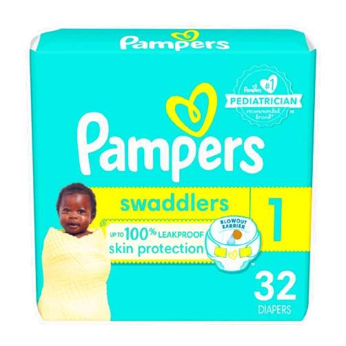 Pampers Baby Diapers - Swaddlers - Size 1, 32 Count, Ultra Absorbent Disposable Infant Diaper
