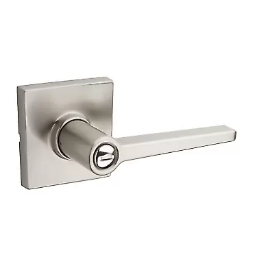 Kwikset Safelock SL4000DALSQT-15 Daylon Lever with Square Rose Privacy Lock with RCAL Latch and RCS Strike Satin Nickel Finish