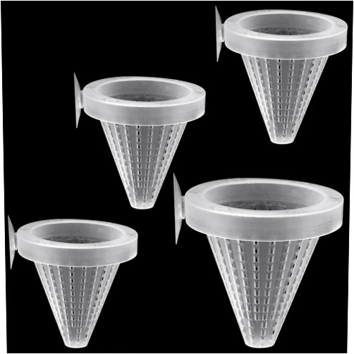 WEAVERBIRD 4PCS Aquarium Nematode Feeder, Live Blood worm Plastic Cone Cup Shape Basket Feeder for Feeding Fish with Suckers
