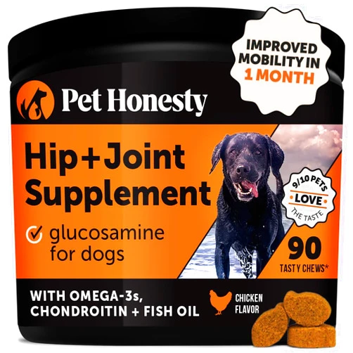Pet Honesty Hip & Joint Health - Glucosamine for Dogs Soft Chews, Joint Supplement for Dogs with Glucosamine Chondroitin, MSM, Turmeric, Anti Inflammatory for Dogs, Support + Mobility (Chicken 90ct)