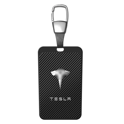 ONKENTET Key Card Holder Case Compatible with Model 3 Y X S Cybertruck Semi Real Carbon Fiber Accessories Aluminum Alloy Keychain Leather Key Chain Key Ring Cards Holder Cover Replacement (Black)