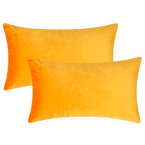 Artcest Set of 2 Cozy Velvet Decorative Rectangular Throw Pillow Cases, Soft Solid Lumbar Cushion Covers for Sofa Couch and Bed, 12