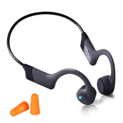 ZEYUMEE Bone Conduction Headphones, Open-Ear Wireless Bluetooth 5.3 Workout Headphones with Microphones, 20H Playtime, Waterproof Wireless Earphones for Sports, Running, Hiking, Cycling, with Earplugs