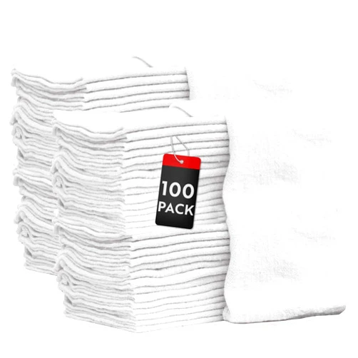 Nabob Wipers Auto Mechanic Shop Towels 100 Pack Bulk Rags 100% Cotton Commercial Grade Shop Rags Size 14