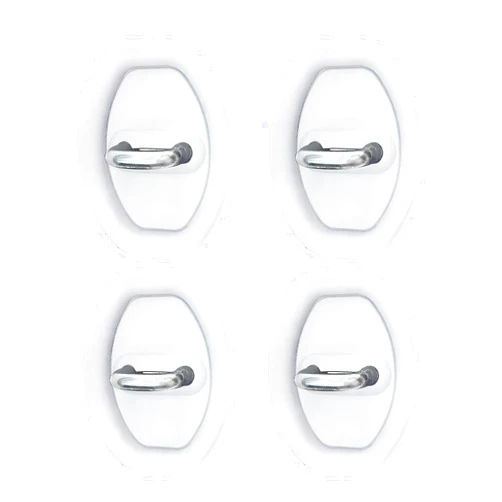 Bawkars 4 PCS Car Door Latch Lock Cover, Silicone Shock Absorption Latch Guard, Rust-proof Door Lock Cover Parts Protective Pads, Universal Automotive Exterior Accessories for Most Vehicles (White)