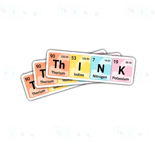 Piratify 3 Pcs Th in K Think Periodic Table Chemistry Sticker – Funny Science and Element Joke Vinyl Decal Waterproof for Laptop, Water Bottle, Notebook – Gift for Teachers, Nerds, Students – 3 Inch