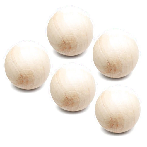 Seimneire 5 Pcs 2 Inch / 50mm Natural Wood Balls, Unfinished Wooden Balls Small Round Ball, Decorative Balls Craft Sphere for DIY Painting