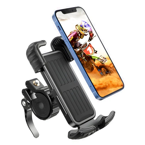 Marspeeder Bike Motorcycle Phone Mount,[Super Stable Metal] Bike Motorcycle Phone Holder with Security Lock, Bicycle Phone Mount with Soft Cushion & Adjustable Clip Compatible with 4.7''-6.8'' Phone