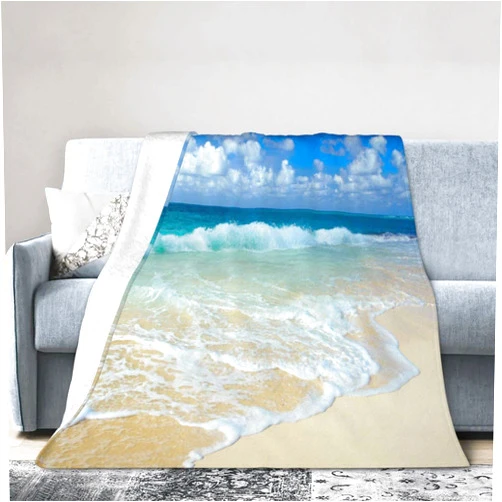 AABSTBFM Serene Coastal Fleece Throw Blanket for Couch - Thick Fuzzy Warm Soft Blankets and Throws for Sofa, Bedroom Blanke 50x60 Inches