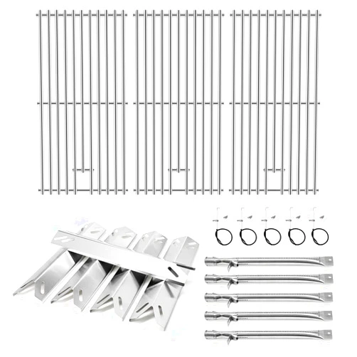 Adviace Grill Parts for Cuisinart GAS9556AS GAS9556ASO, Grill Grates & Grill Burners & Heat Tents for Cuisinart 5 Burner Gas Grill GAS9556AS