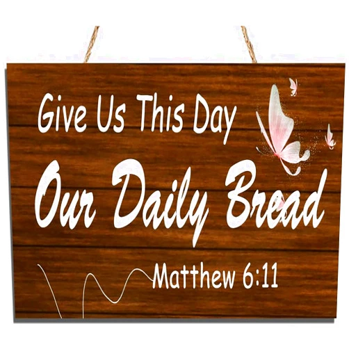 BinkGibi Farmhouse Dining Room Wall Decor, Give Us This Day Our Daily Bread, Rustic Wooden Prayer Sign Ktchen Wall Sign Decor, God Scripture Wall Hanging Art, Bible Verse Quotes Plaque 8x10inch