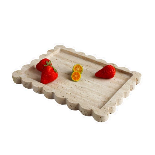 Nawgnail Natural Luxury Scalloped Travertine Tray 10.8