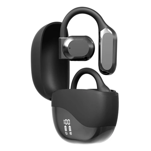 MAcnas Wireless Earbuds Open Ear Earhooks Headphones Air Conduction Headphones LED Power Display Earphones Sport Bluetooth 5.3 Headphones (Black)