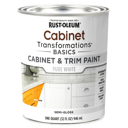Rust-Oleum Home Rust-Oleum 372007 Transformations Basics Cabinet & Trim Paint, Quart, Pure White, 32 Fl Oz (Pack of 1)