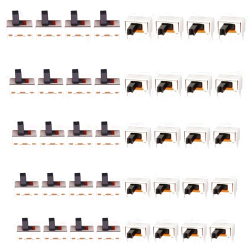 DAOKI 20PCS High Knob Vertical Slide Switches 1P2T SPDT 3 Pin 2 Position DC50V 0.5A 5mm SS12F44 Micro Slide Switch for Arduino with 20PCS Vertical Slide Switch 3 Pin 3mm SK12D07VG3 Slide Switch