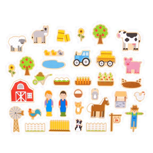 Bigjigs Toys Wooden Farm Magnets - 35 Magnets