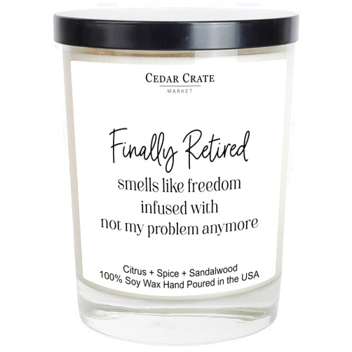 CEDAR CRATE MARKET Retirement Gift for Woman, Men 2025-100% Soy Wax Scented Candles, Happy Retirement Decorations, Funny Gifts, Farewell, Goodbye, Going Away Presents for Coworkers, Nurse, Best Friend, Teacher, Boss