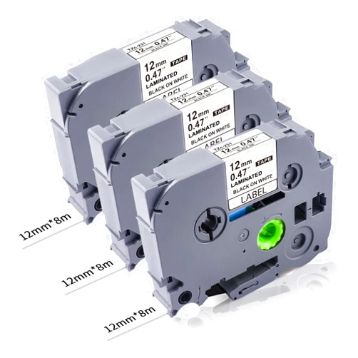 Lonitul 3-PK Label Maker Tape TZ-231 Replacement for Brother TZe-231 P Touch Label Tape 12mm 0.47 Laminated Black on White, for Brother Ptouch Label Maker PT-D210 PT-H110 PT-D220 PTD600 PT1880