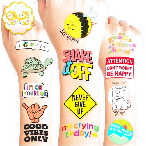 Generic 96PCS Motivational Pre-Cut Temporary Tattoos - Inspirational Quote Tattoos for Women, Adults, Teens, and Kids - Birthday Party Favors, School Prizes, Rewards, and Gifts