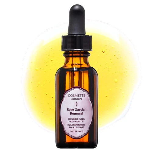 Cosmette Skincare Rose Garden Renewal Repairing Facial Treatment Oil, Anti-Aging Oil Serum with Rosehip, Argan, & Sunflower Seed Oils, Hydrates, Brightens & Evens Skin Tone, 1 Fl Oz