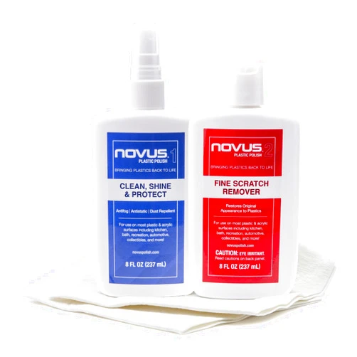 NOVUS-PK2-8 | Plastic Clean & Shine #1, Fine Scratch Remover #2 and Polish Mates Pack | 8 Ounce Bottles