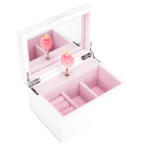Cottage Garden Ballerina White with Silver Tone 7 inch Wood Musical Jewelry Box Plays Tune Dance of The Sugar Plum Fairy