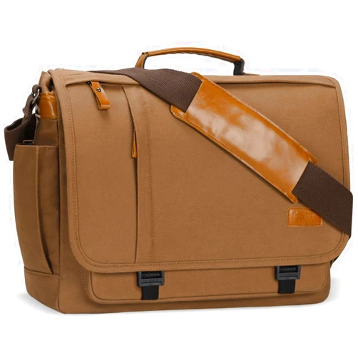 ESTARER Messenger Bag 17-17.3 Inch, Men's Computer Bag Water-resistant Canvas, Laptop Shoulder Bag for Travel Work College, Brown