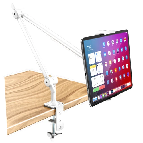AboveTEK Premium Tablet Stand Holder, Aluminum Adjustable iPad Arm Clamp Mount for Desk & Bed with 360° Rotation, Overhead Compatible with 4.5