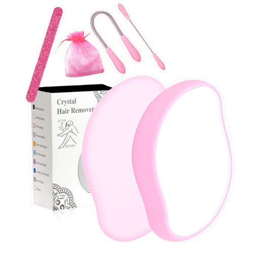 GoElite Crystal Hair Eraser Nano Nail Filer Spring Threader Handy Pouch (Pink)