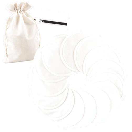 PHOGARY 14PCS Washable Nursing Pads, Reusable Organic Bamboo Breast Pads with Laundry Bag and Storage Bag - Soft, Absorbent, Hypoallergenic, Eco Pads for Breastfeeding